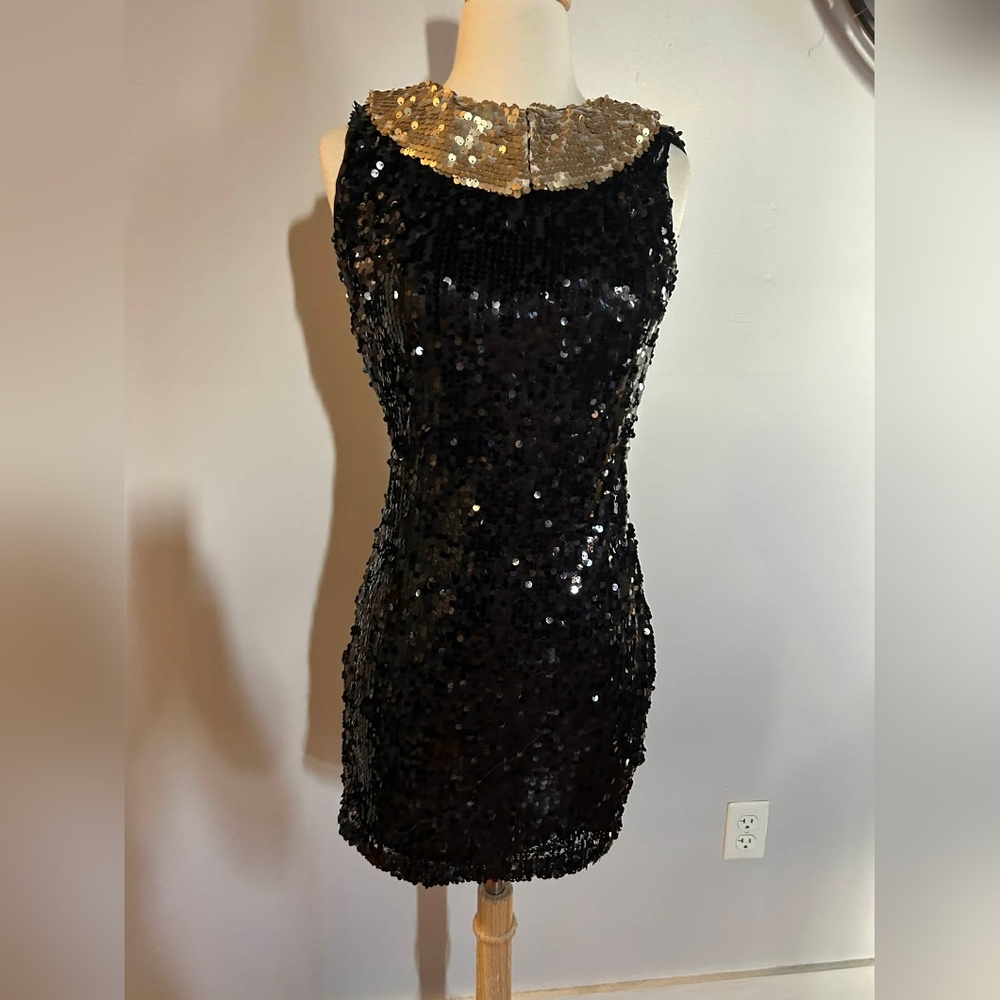 Rare London Black Sequin Mini Dress